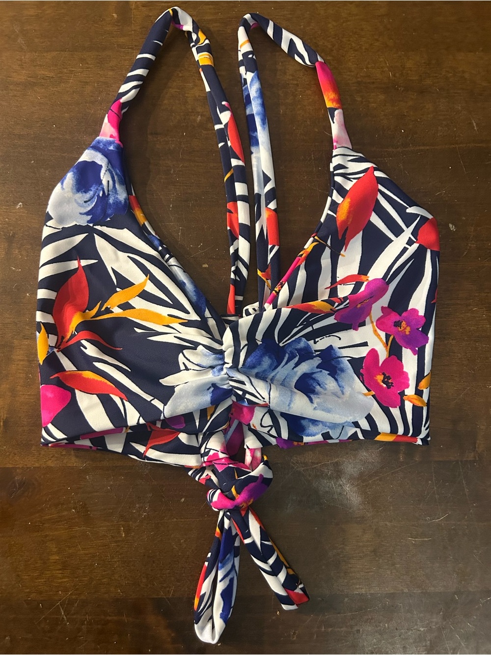 Size Medium Floral Tropical Print Bikini Top